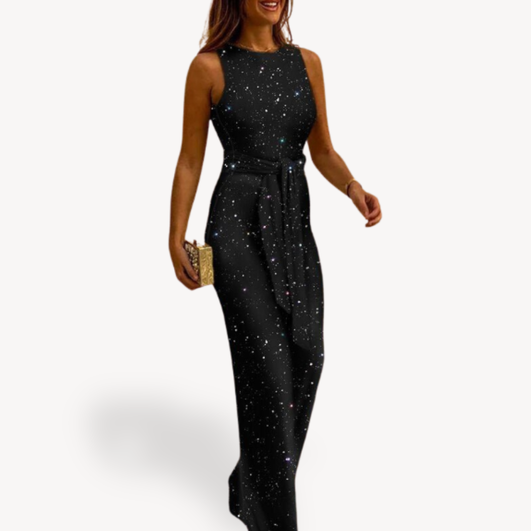 Loravelle | Women's Sequin Evening Gown – Sleeveless Maxi Dress